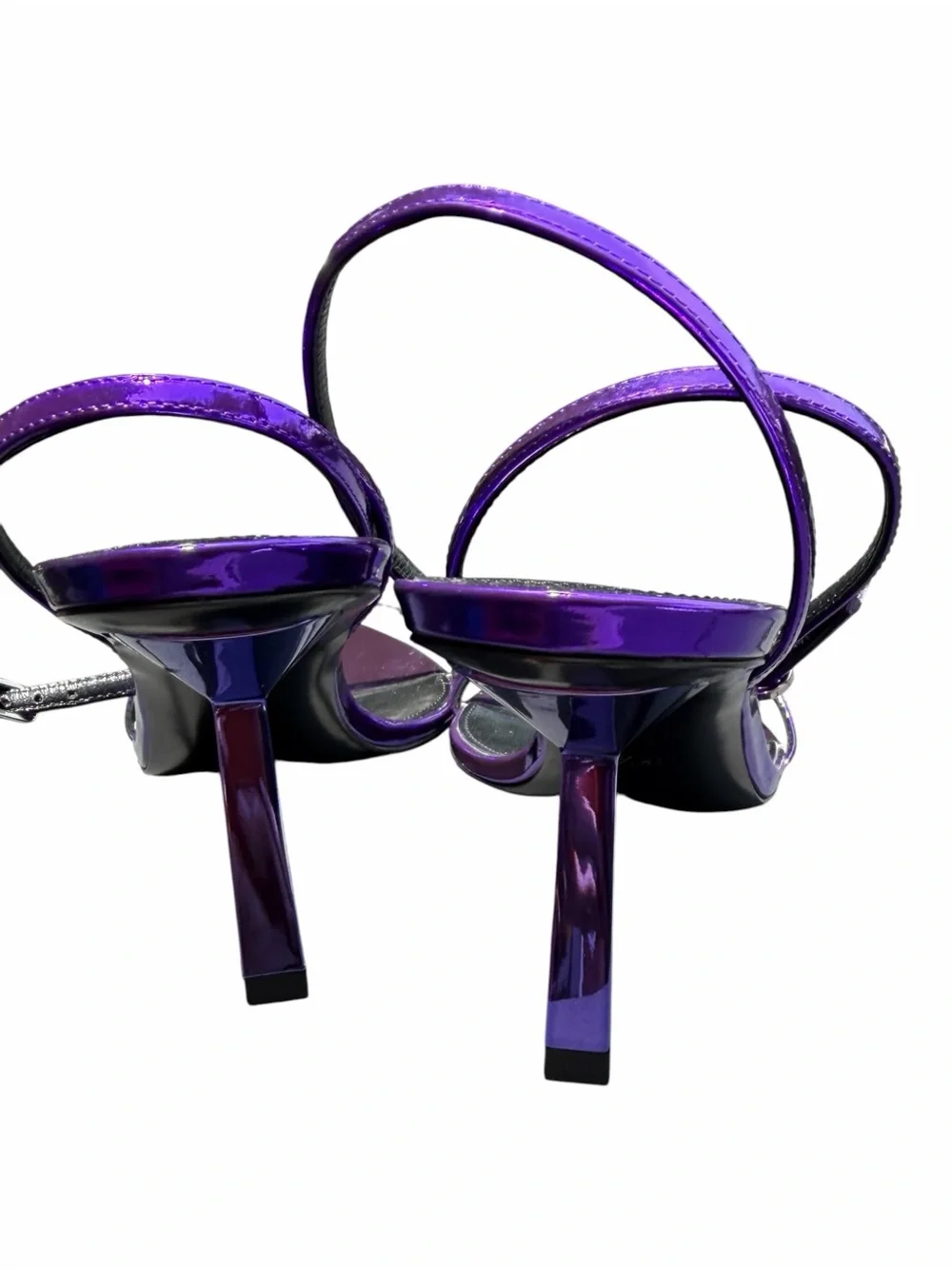 Saint Laurent Kitty 75 Metallic Plum Violet Sandals Heels 38.5 NIB - Picture 11 of 14